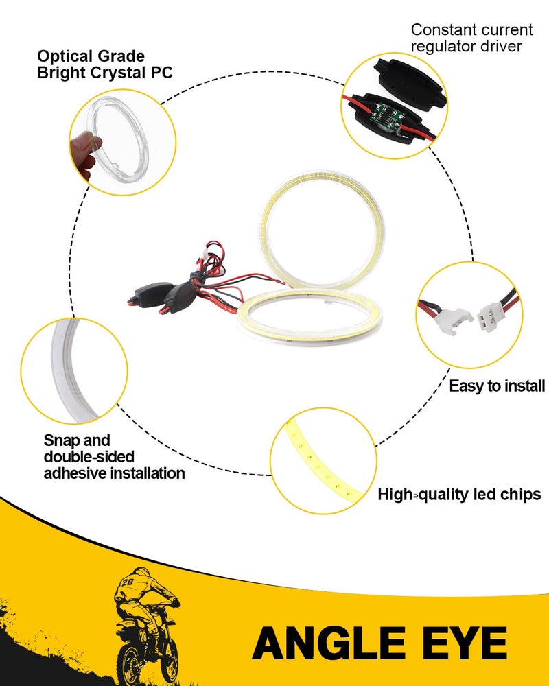 Qasim 1 Pair 90MM 66SMD COB LED for Angel Eyes Halo Ring DRL LED Fog Light Lamp with Cover White 12V 24V DC - Image 3
